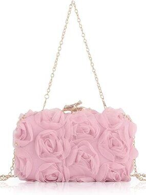 Lace Floral Clutch Women Evening Bag Chain Strap Shoulder Wedding Purse